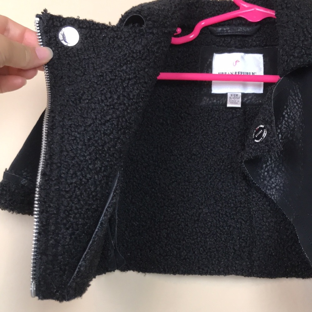Urban Republic Baby Faux Leather Faux Fur Trim Asymmetrical Zipper Moto Jacket - Picture 6 of 10